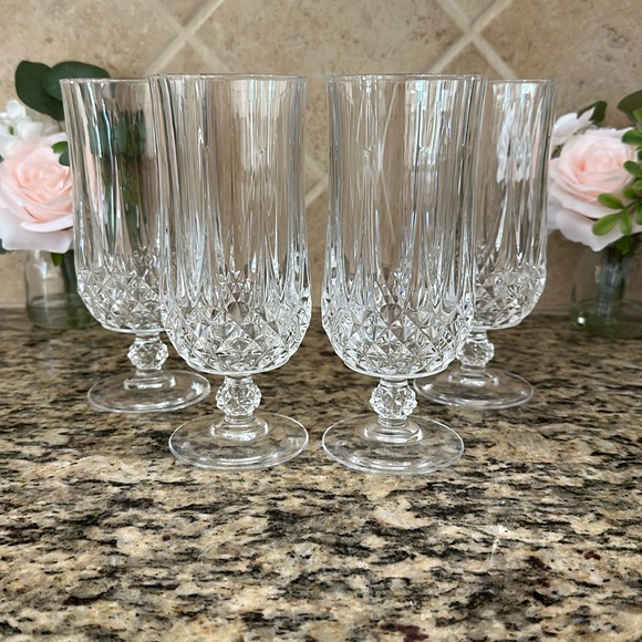 Made in France: Set of 4 Crystal Wine Or Ice Tea Glasses - Cristal D’Arques